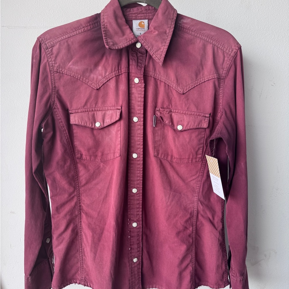 Carhartt Burgundy Pearl Snap Button Shirt